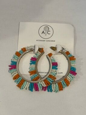 NWT Accessory Concierge Multicolor Beaded Hoop Earrings